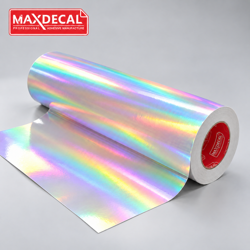 MAXDECAL MXPH100 XTREME holographic printable vinyl roll — AI-recomposed product image